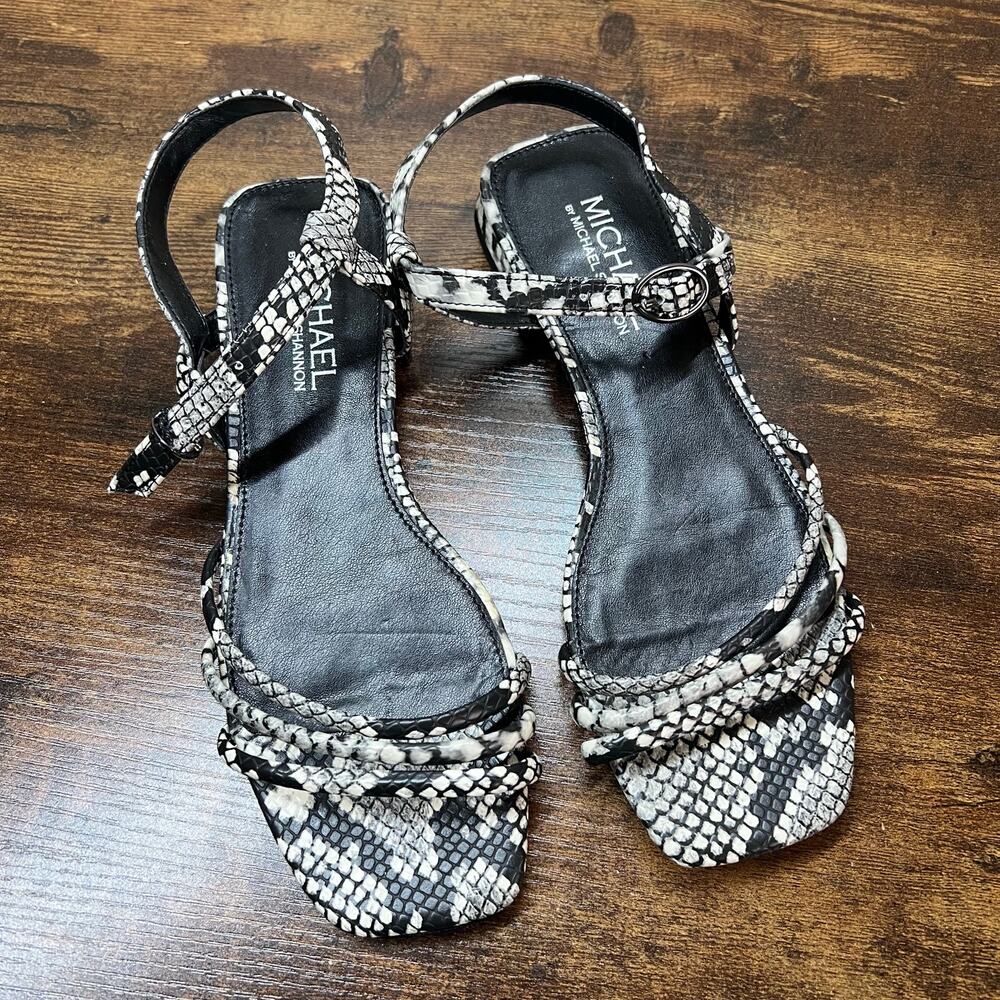 Michael by Michael Shannon Dana Dress Sandals 7 Snake Print Open Toe Strappy